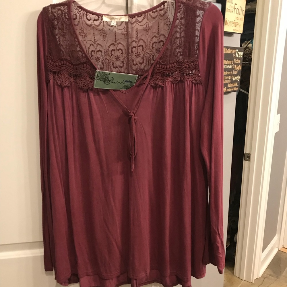 Soft red top with lace